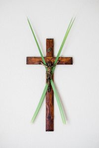 crucifix with palm branches